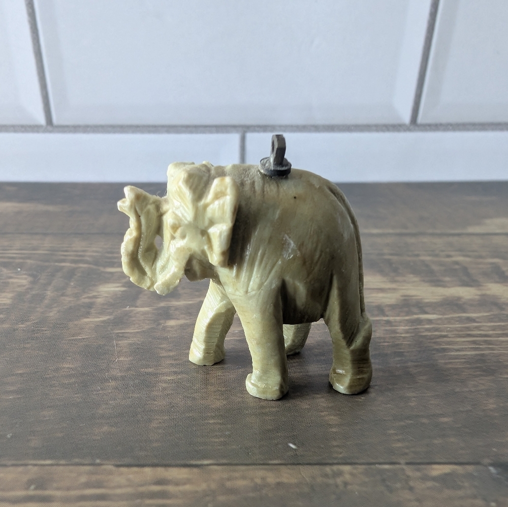 Vintage hand carved Jade Elephant pendant Charm